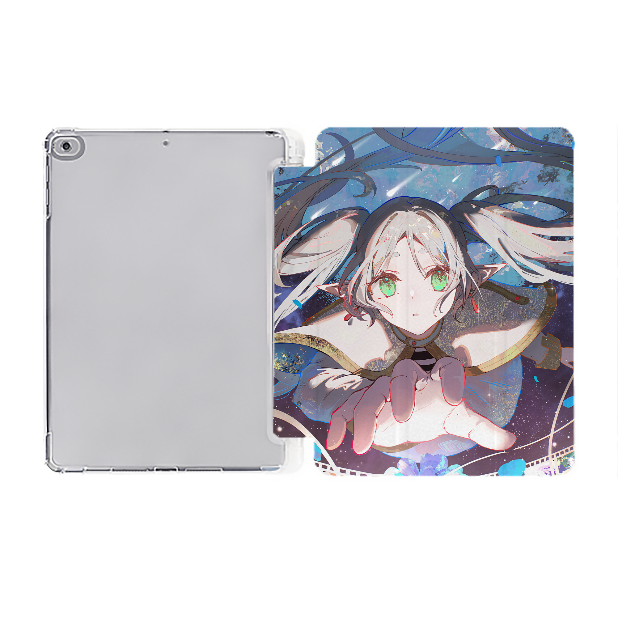 （画像用） 葬送のフリーレン Frieren IPad ケース ペン収納付き 三つ折りスタンド PUレザー×シリコン 対応機種9.5/10.5/10.9インチ